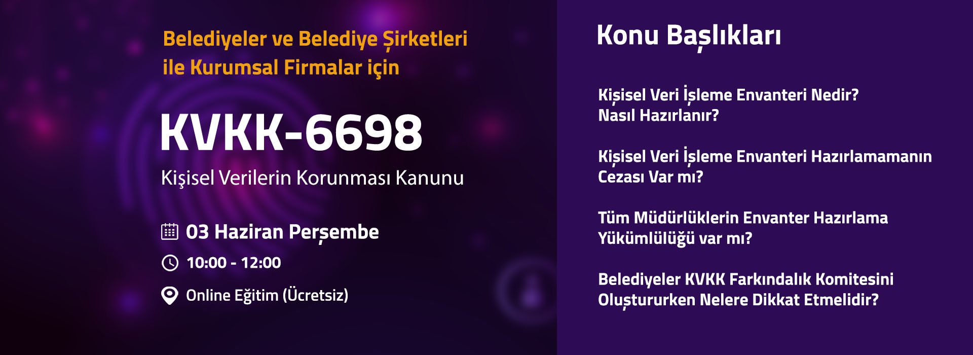 Belediyelerde 6698 KVKK Kapsamında Kişisel Veri İşleme Envanteri Nasıl Hazırlanır? (Online Seminer)